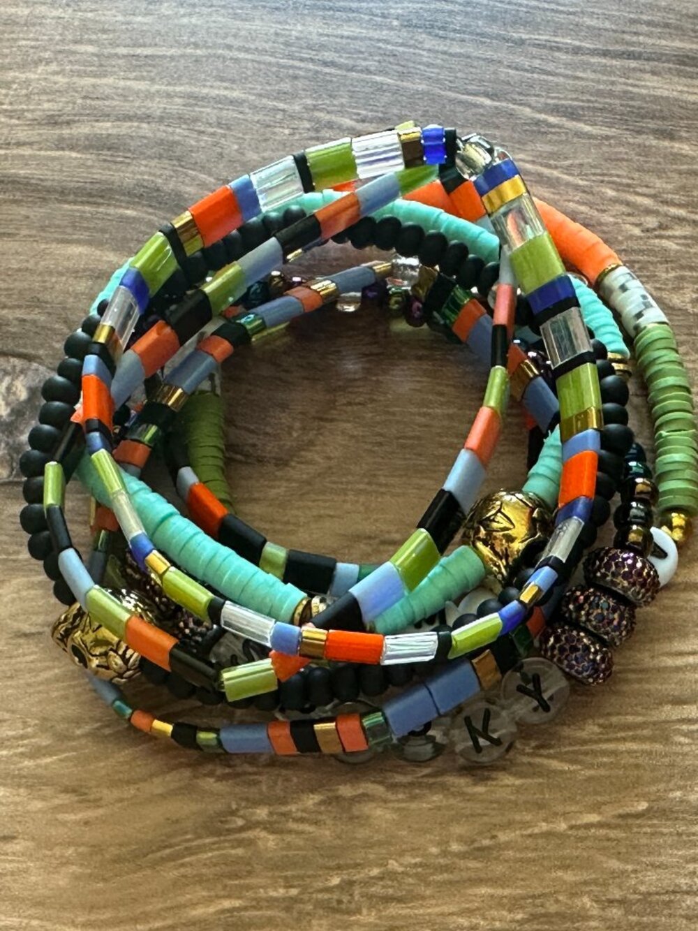 NEW Set of NINE (9) Handmade Stretch Bracelets Halloween-Adult Size